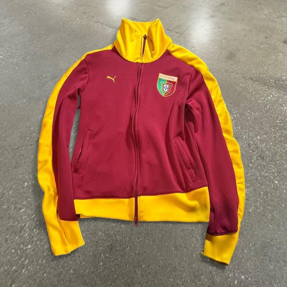 Puma Portugal Soccer Track Jacket Mens XS Red Yellow Y2K Full Zip